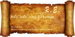 Rákóczy Elizeus névjegykártya